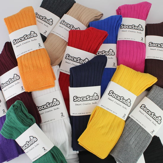 Calcetines de algodón de colores lisos de punto elástico para hombre - Image 5