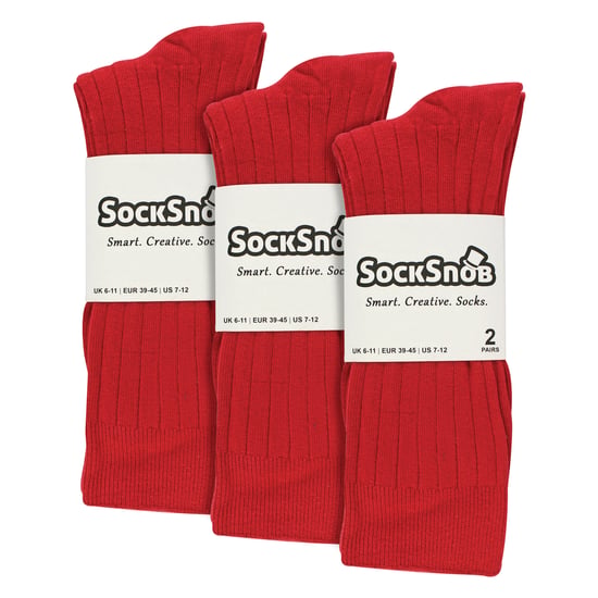 Calcetines de vestir de algodón ribeteados para hombre en colores lisos - Image 2