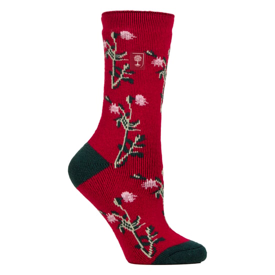 Calcetines térmicos para mujer | Calcetines finos de vellón con estampado floral - Image 1
