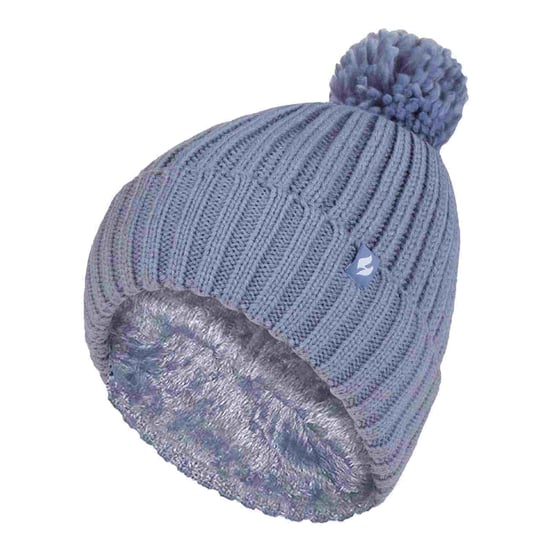 Señoras acanalado manguito térmico aislado invierno Pom Pom Bobble Hat - Image 1