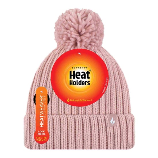 Señoras acanalado manguito térmico aislado invierno Pom Pom Bobble Hat - Image 2