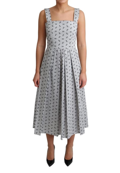 Vestido A-Line de Algodón Floral Azul y Blanco para Mujer de Dolce & Gabbana - Image 1