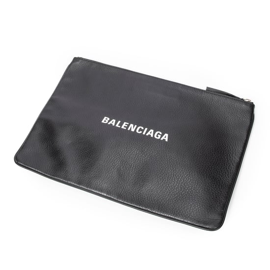 Balenciaga Logo Zip Clutch en Negro Piel de becerro - Image 1