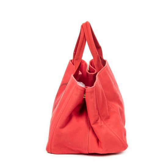 Prada Large Canapa Tote  en Rojo Lienzo - Image 3