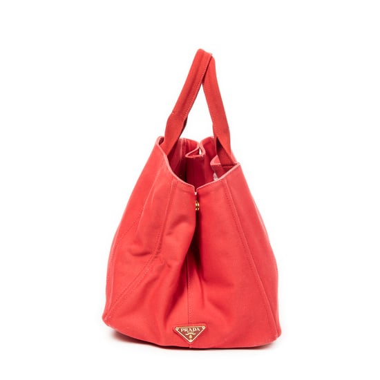 Prada Large Canapa Tote  en Rojo Lienzo - Image 4
