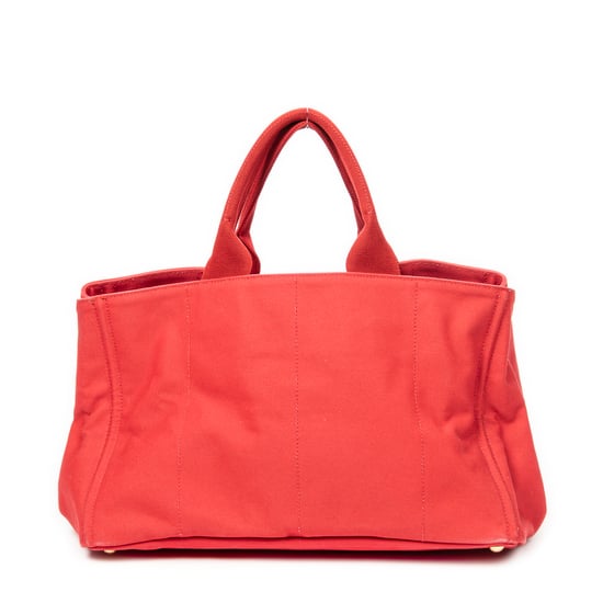 Prada Large Canapa Tote  en Rojo Lienzo - Image 5