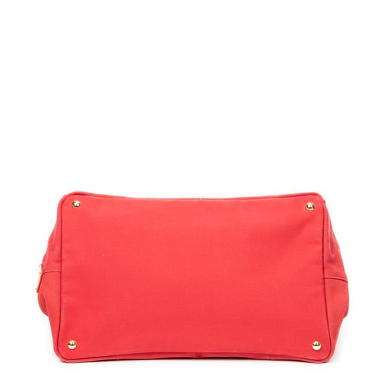 Prada Large Canapa Tote  en Rojo Lienzo - Image 6