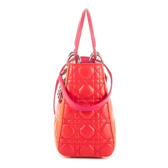 Dior Medium Lady Dior Zip PM en Naranja/Rojo/Rosa Piel de becerro - Image 3