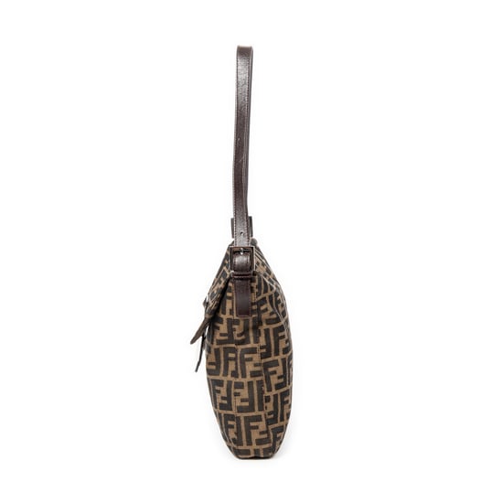 Fendi Square Shoulder Flap en Caqui/Marrón Oscuro Lienzo - Image 3
