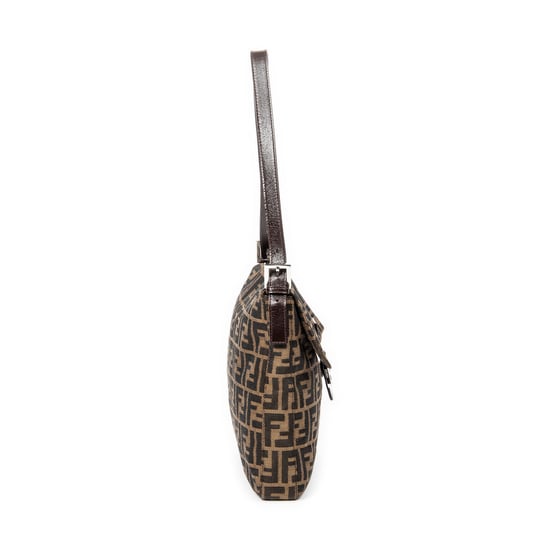 Fendi Square Shoulder Flap en Caqui/Marrón Oscuro Lienzo - Image 4