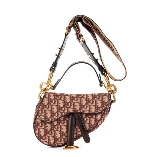 Dior Mini Saddle Oblique en Borgoña Lienzo - Image 1