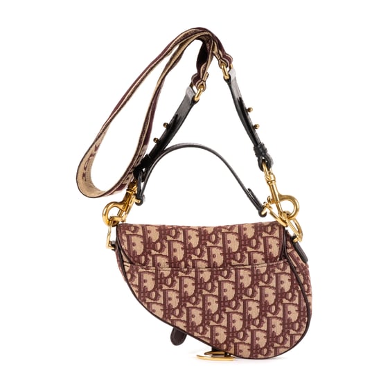 Dior Mini Saddle Oblique en Borgoña Lienzo - Image 4