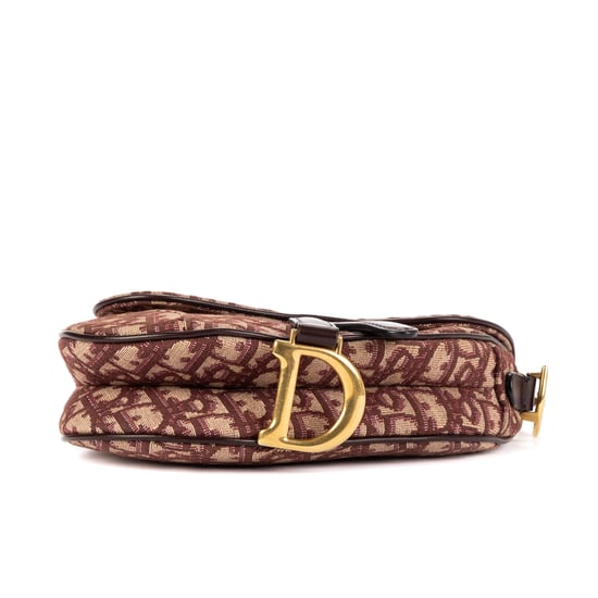 Dior Mini Saddle Oblique en Borgoña Lienzo - Image 6