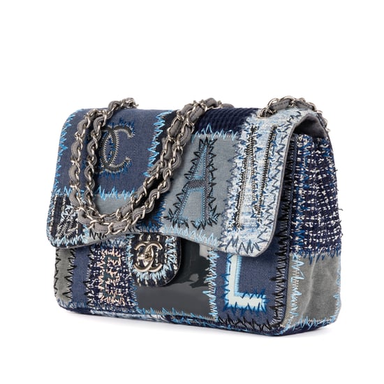 Chanel Ltd. Ed. Patchwork Classic Jumbo Flap 30 en Azul denim Lienzo - Image 2