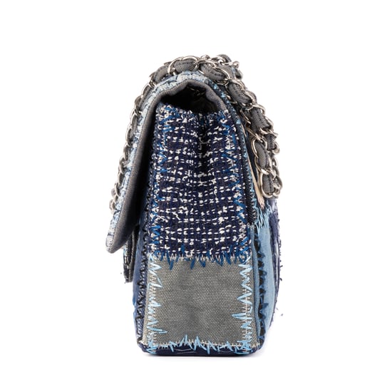 Chanel Ltd. Ed. Patchwork Classic Jumbo Flap 30 en Azul denim Lienzo - Image 3