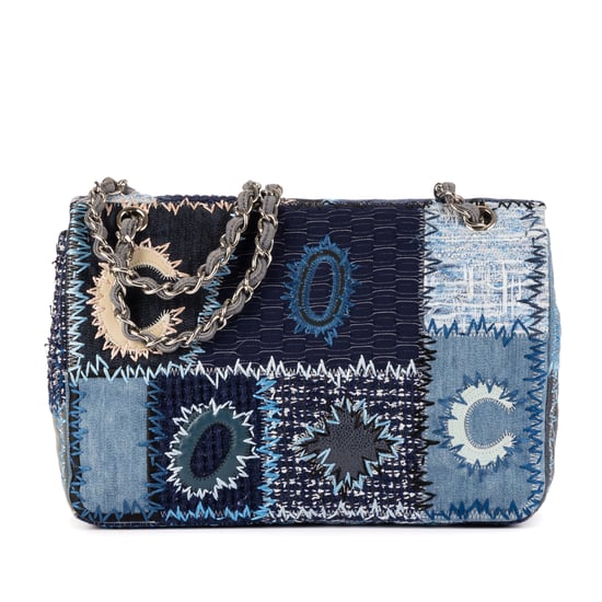 Chanel Ltd. Ed. Patchwork Classic Jumbo Flap 30 en Azul denim Lienzo - Image 4