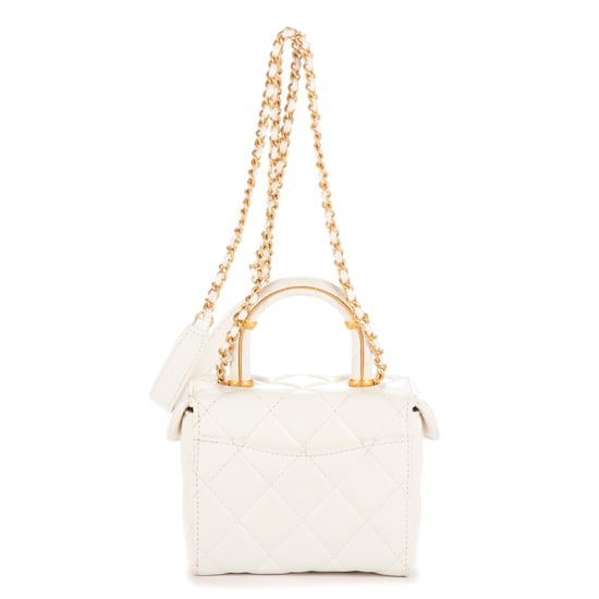 Chanel Vanity Top Handle Cosmetic Case Mini en Blanco Piel de becerro - Image 4