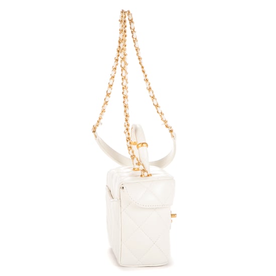 Chanel Vanity Top Handle Cosmetic Case Mini en Blanco Piel de becerro - Image 5