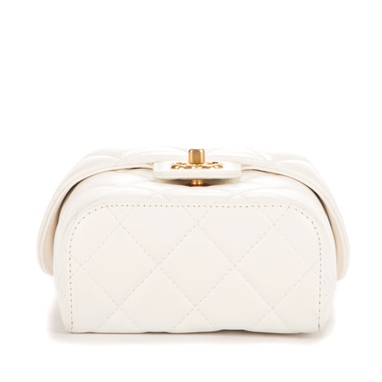Chanel Vanity Top Handle Cosmetic Case Mini en Blanco Piel de becerro - Image 6