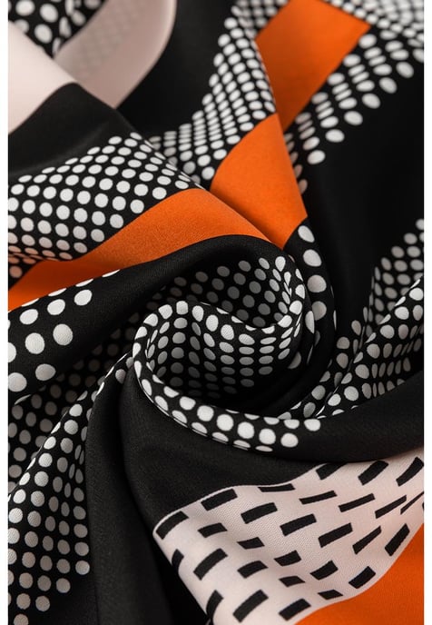 Blusa de manga abullonada con estampado de rayas verticales y lunares naranjas de  - Image 3