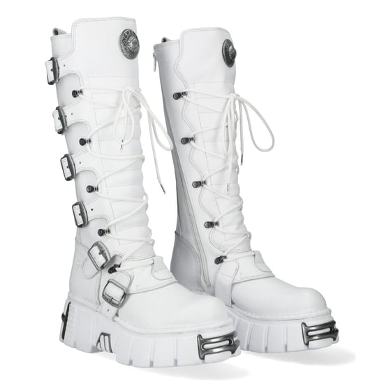 Botas góticas de cuero blanco hasta la rodilla New Rock M-272-C69 - Image 3