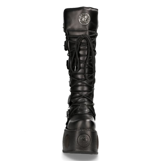 Botas góticas de cuero negro metalizado hasta la rodilla M-272-S2 Neptuno de New Rock - Image 5