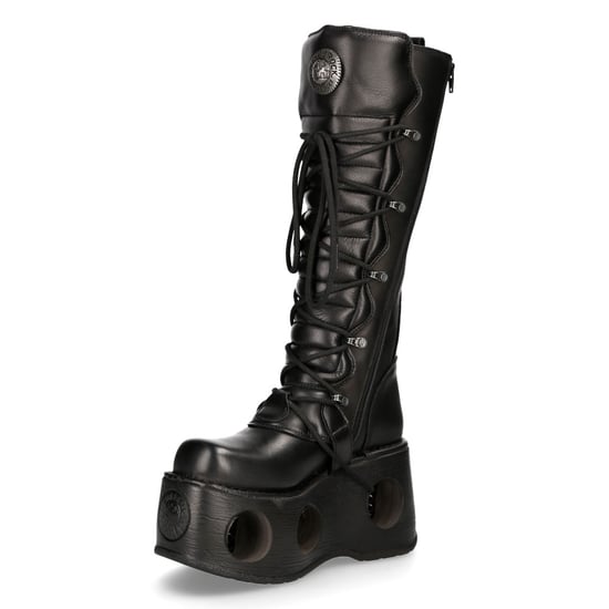 Botas góticas de cuero negro metalizado hasta la rodilla M-272-S2 Neptuno de New Rock - Image 6