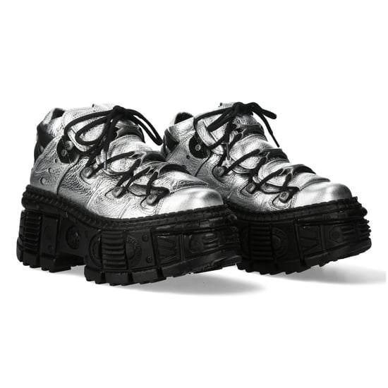 Botines urbanos góticos de cuero azul plateado New Rock M-WALL106N-C16 - Image 3