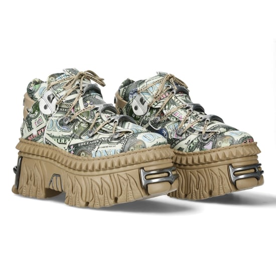 Botines de plataforma de cuero con estampado de billetes de dólar New Rock M-106WALL-C49 - Image 3