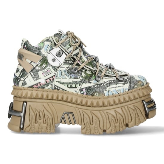 Botines de plataforma de cuero con estampado de billetes de dólar New Rock M-106WALL-C49 - Image 4