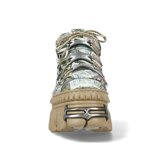 Botines de plataforma de cuero con estampado de billetes de dólar New Rock M-106WALL-C49 - Image 5