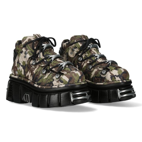 Botines góticos metalizados de cuero con camuflaje M-106-C169 de New Rock - Image 3