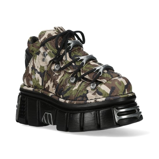 Botines góticos metalizados de cuero con camuflaje M-106-C169 de New Rock - Image 4