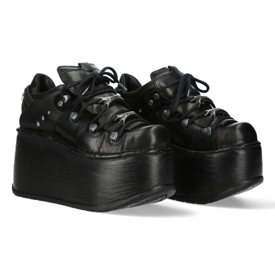 Botines góticos de plataforma gruesa de cuero negro M-120N-C96 de New Rock - Image 3