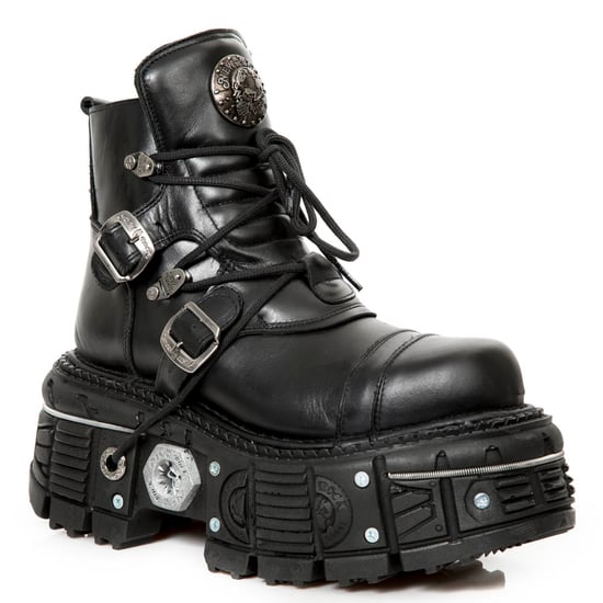 Botines de plataforma de combate góticos de cuero negro M-TANK007-S1 de New Rock - Image 1