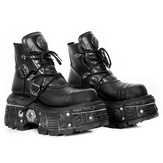 Botines de plataforma de combate góticos de cuero negro M-TANK007-S1 de New Rock - Image 3