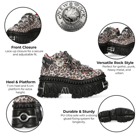 Botines de plataforma góticos de piel con estampado de leopardo M-106WALL-C56 de New Rock - Image 2