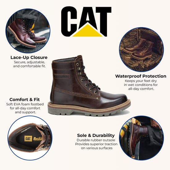 Botas impermeables de cuero marrón para niveladoras Caterpillar Colorado - Image 2