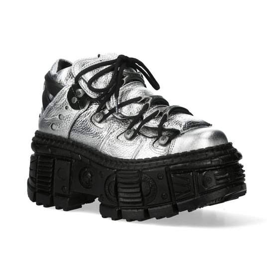 Botines góticos de cuero negro y plateado metalizado New Rock M-106WALL-C29 - Image 1