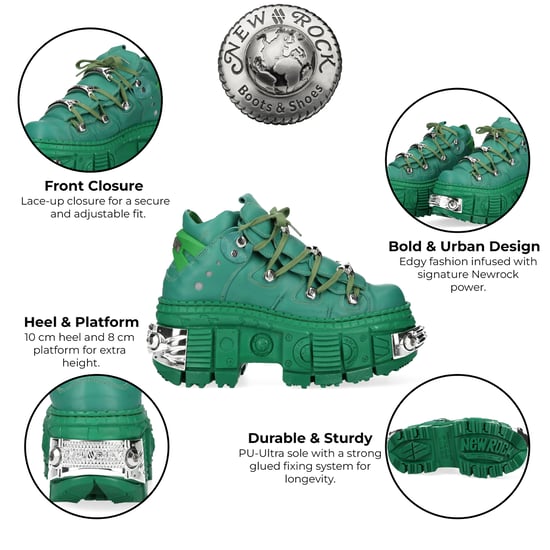 Botines góticos de piel verde metalizado New Rock M-106WALL-C29 - Image 2
