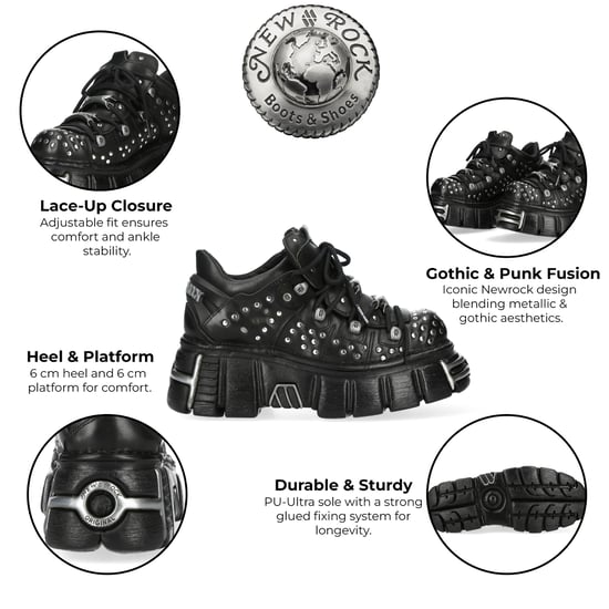 Botines de plataforma góticos de cuero negro M-120NR-C1 de New Rock - Image 2