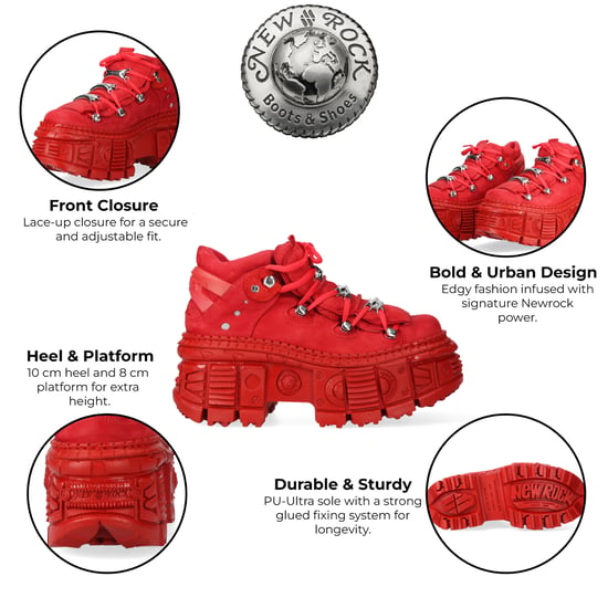 Botines góticos de cuero rojo metalizado New Rock M-106WALL-C13 - Image 2