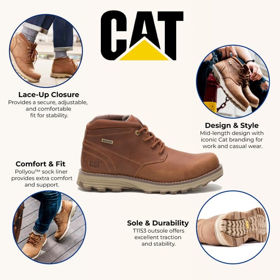 Botas de trabajo impermeables de cuero marrón Elude de Caterpillar para hombre - Image 2