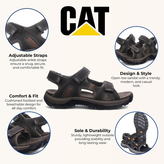 Sandalias de trekking Giles de cuero marrón oscuro para hombre de Caterpillar - Image 3