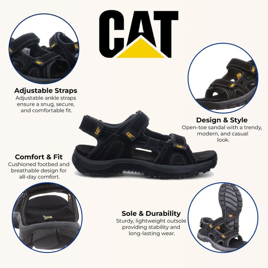 Sandalias de trekking Giles de cuero negro para hombre de Caterpillar - Image 2
