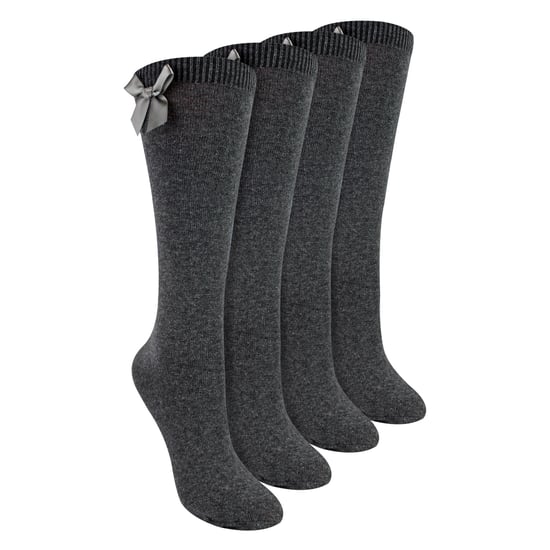 Niñas 4 Pack Rodilla Alta Calcetines Escolares con Lazo de Cinta | Niños Liso Calcetines Largos - Image 1