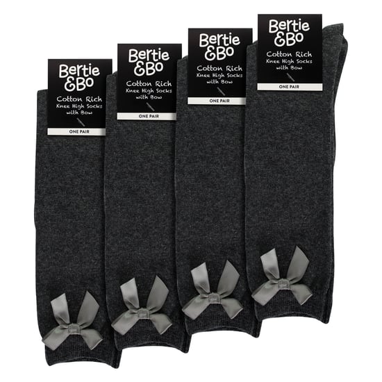 Niñas 4 Pack Rodilla Alta Calcetines Escolares con Lazo de Cinta | Niños Liso Calcetines Largos - Image 2