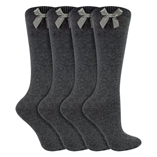 Niñas 4 Pack Rodilla Alta Calcetines Escolares con Lazo de Cinta | Niños Liso Calcetines Largos - Image 3