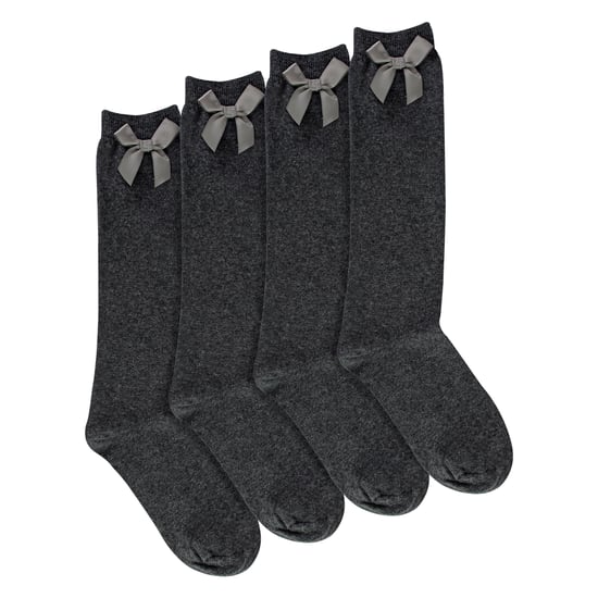 Niñas 4 Pack Rodilla Alta Calcetines Escolares con Lazo de Cinta | Niños Liso Calcetines Largos - Image 4