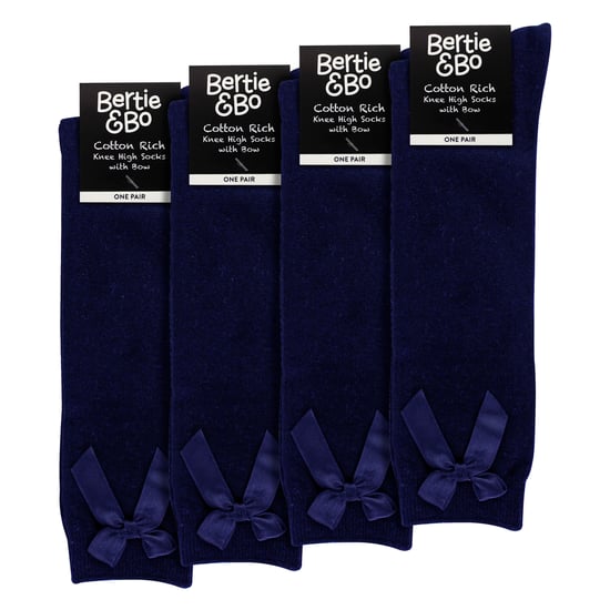 Niñas 4 Pack Rodilla Alta Calcetines Escolares con Lazo de Cinta | Niños Liso Calcetines Largos - Image 2